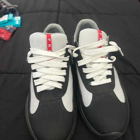 Prada Black and White Men's Shoes - Picture 2 of 4